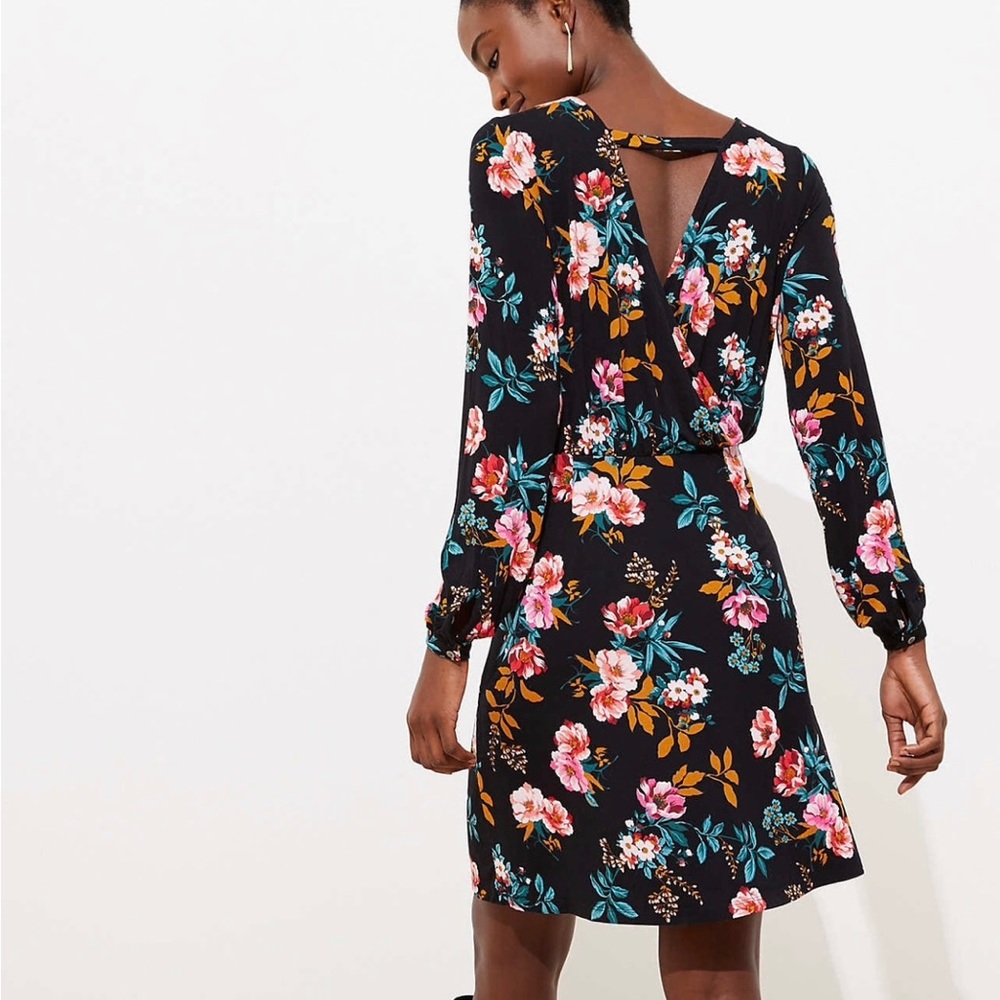 LOFT women’s floral bar back flare dress size 10
